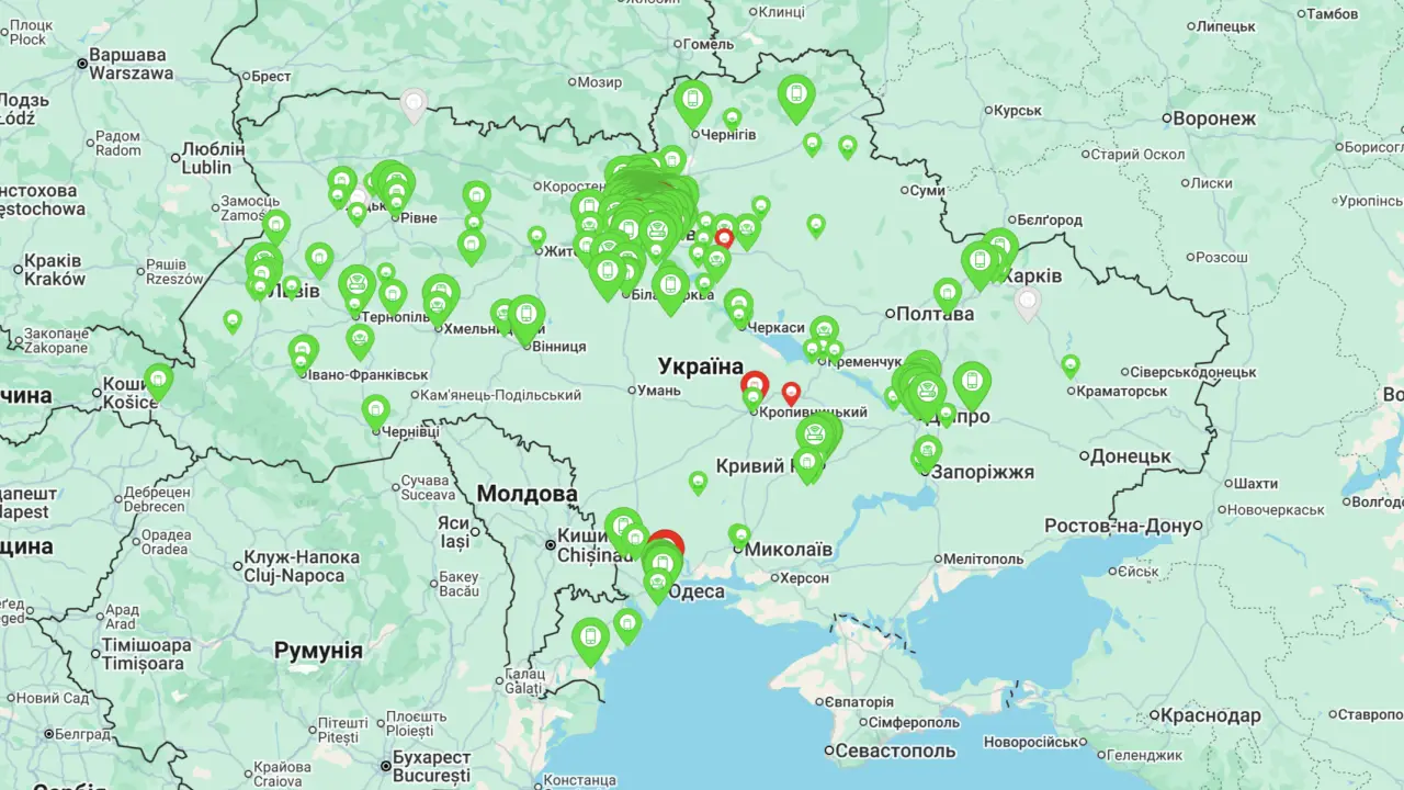 Супутникова карта України
